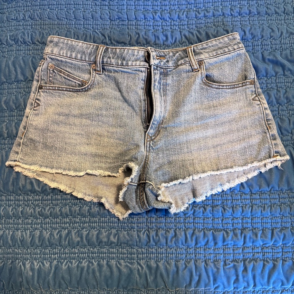 Volcom Y2K Light Blue Denim Cutoff Shorts - Womens Frayed Hem